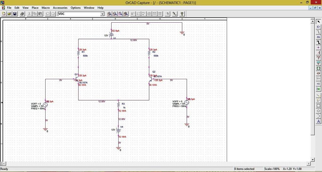 After click file->design sources->schematic->page1 to view designed circuits Step 20 : Example
