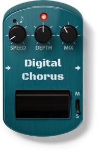 EFFECTS Digital Chorus The DigitalChorus is modeled after a classic effect pedal stomp box produced by a famous Japanese manufacturer in the early 90s. This pedal is known for its purity.