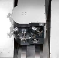 B-axis. Complex free shape machining, tapping, milling, drilling, incline machining, contour machining, and turning can be done easily, hence, done in one is made possible.