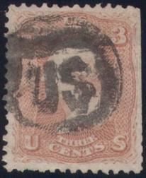 The civil war was responsible for the series of stamps issued in 1861, of which the 3-cent Scott #65 is its most profuse member.