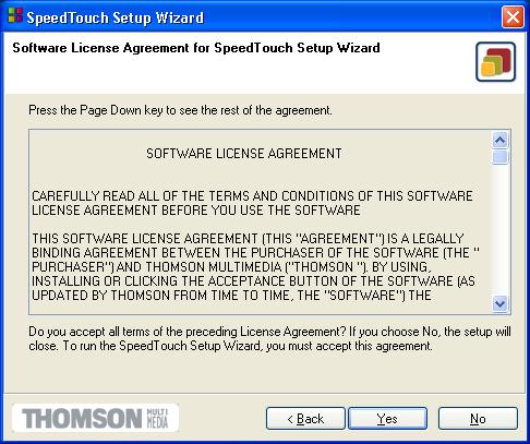 6 The Software License Agreement window appears: You must accept before