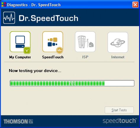 Speed- Touch 610 device to your ISP and the Internet via the Diagnostics wizard.