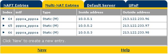 2 Specify the outside address and inside address for the entry as well as the protocol and port on which the entry applies.