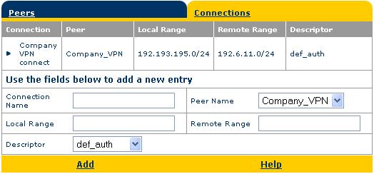 In case IPSec VPN is enabled, clicking this link will display IPSEC Policy Configuration page.