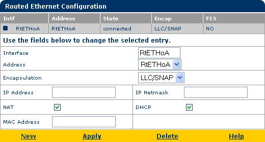 information, see the application note SpeedTouch Connection and Packet Services. Routed Ethernet Click this link to display the Routed Ethernet Configuration page.