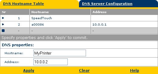 DNS Click this link to display the Dynamic Name System (DNS) page.