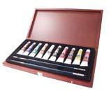 00 GR C1030 10 Tube, 24ml Set 34.10 Academy Acrylic 10-Tube Cherry Wood Box Set 10 vibrant colors in 24ml tubes, and two artists synthetic brushes in a handsome wooden box.
