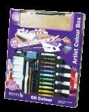 Includes 10 Colors, 1 Drawing Pencil, 1 Sharpener, a Palette Knife, 6 Brushes, 1 Eraser, a Plastic 6-well Palette, Two 5" x 7" Canvas Boards and a Painting Guide.