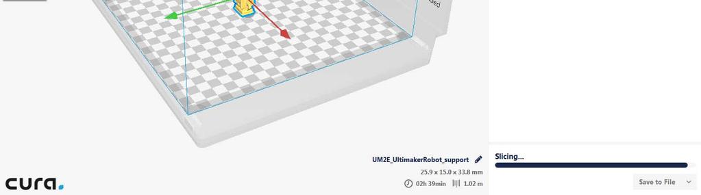 Once the print position, scaling and orientation then select the printer, the Ultimaker 2 Extended.