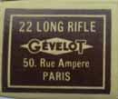 This is a special loading for rifles sold by GEVELOT. Code 9612 on bottom. LR-4.22 LONG RIFLE. "GEVARM".