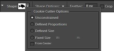 You can also use the Cookie Cutter tool to apply artistic edges to an image by applying one of the shapes from the Custom Shape library. To create a photo edge by using the Cookie Cutter tool: 1.