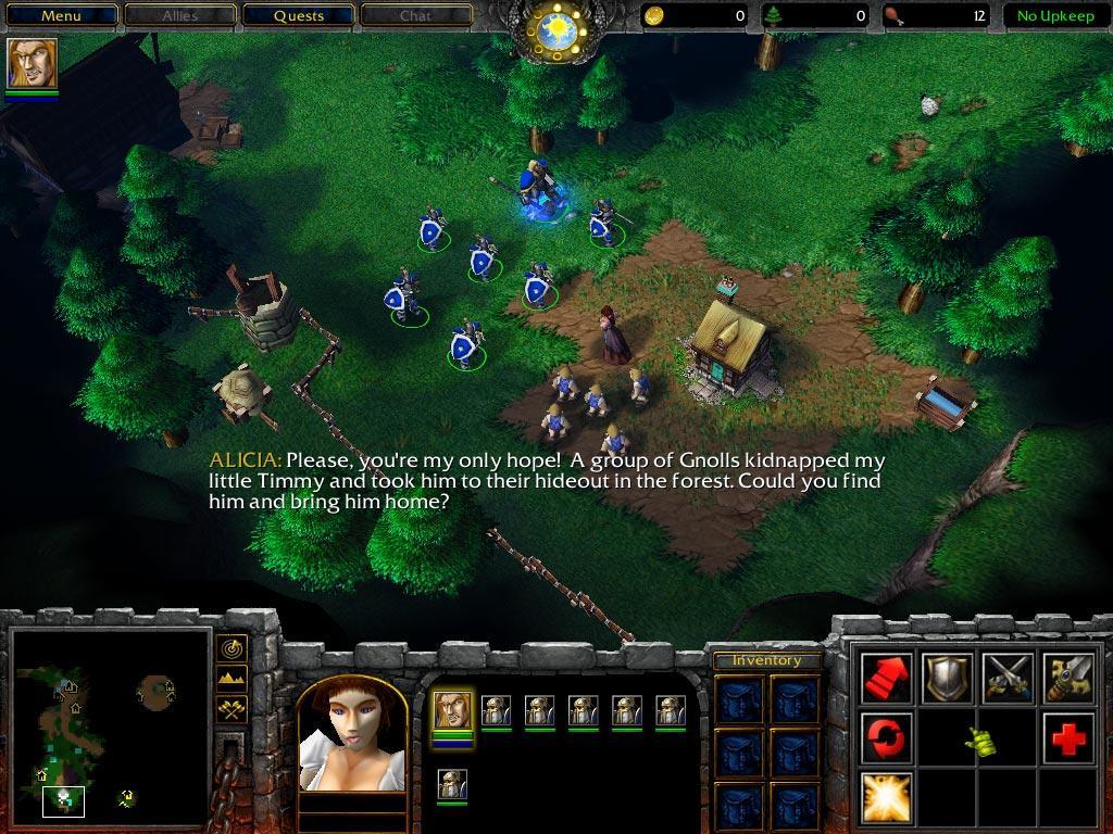 Strategy Games: Missions Screen shot from Warcraft III. A quest is assigned.