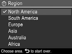 Set the region Along with the language setting, the region setting determines the default date format. Use to choose the region you want, then press.