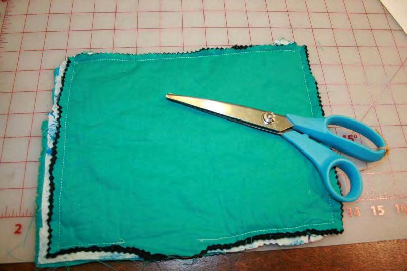 Sew around the edges and then trim the bulk from the seams with pinking