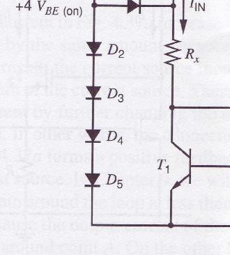 This drops some voltage across R x, forcing current to flow into T 1 and T 2, starting up the circuit.