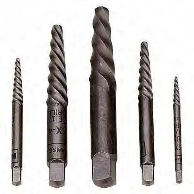 5 PIECE SCREW EXTRACTOR SET This is a 5 pc, left handed, spiral screw and bolt extractor set.