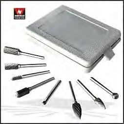 8 PC. DOUBLE CUT CARBIDE BURR SET Carbide burrs are cutting tools for hand held drills that are used for free-hand stock removal of metals, preparing and removing welds, and