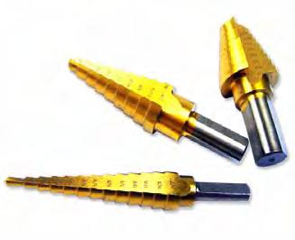 TITANIUM STEP DRILLS Step drills are the most convenient way to drill multiple sized holes in thin sections of metal, plastic, and wood