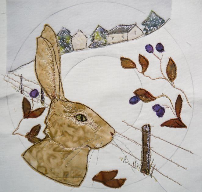 I then used a large tea cup to draw the inner ring, making sure it was central, and making sure I DIDN T draw across the hare!