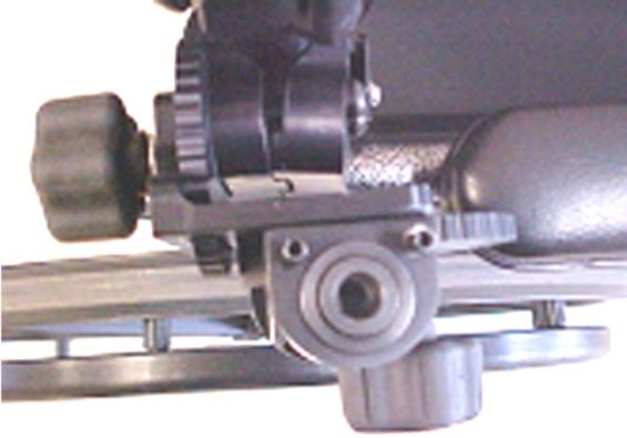 LEFT Side (Front of wheelchair) View from Above RIGHT Side (Front of wheelchair) (Back of wheelchair) (Back of wheelchair) Depending upon location of the mount attachment, Lock Knob A might cause