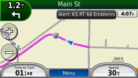 Miscellaneous When the Route 66 GPS is working as intended, the GPS will appear as in the example below.