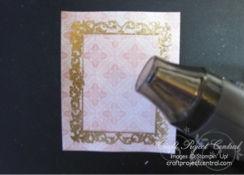 using VersaMark ink. Sprinkle with Gold Stampin Emboss Powder and heat emboss using a Heat Tool.