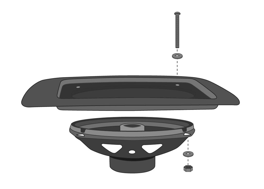 9) Mount Speakers in Bezels (Hardware Provided with Complete Kits Only!) Lay out the mounting hardware that came with your kit to ensure there are no missing pieces.