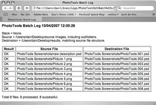 Using PhotoTools. 75 Home > Using PhotoTools > Batch Processing > Logging Logging When the batch operation is completed, you will see a dialog summarizing the results.