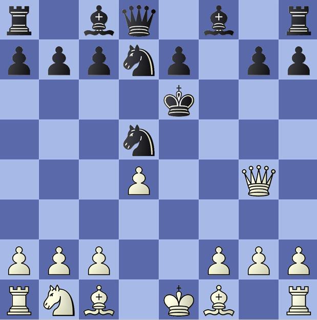 Bd3 Nf6 Was the first choice of an engine, but why play chess if you get such an awful position out of the opening?] 12.Qg3+ Ke6 13.cxd5+ Qxd5 14.