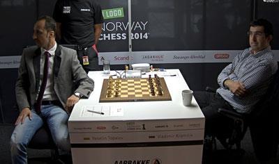 com/chessnews/events/2nd-norwaychess-2014/old-wounds-between-topalov-and-kramnik-as-raw-asever-in-norway Vladimir Kramnik (2760) - Veselin Topalov (2772) 41st Olympiad Tromso (5), August 6, 2014 The
