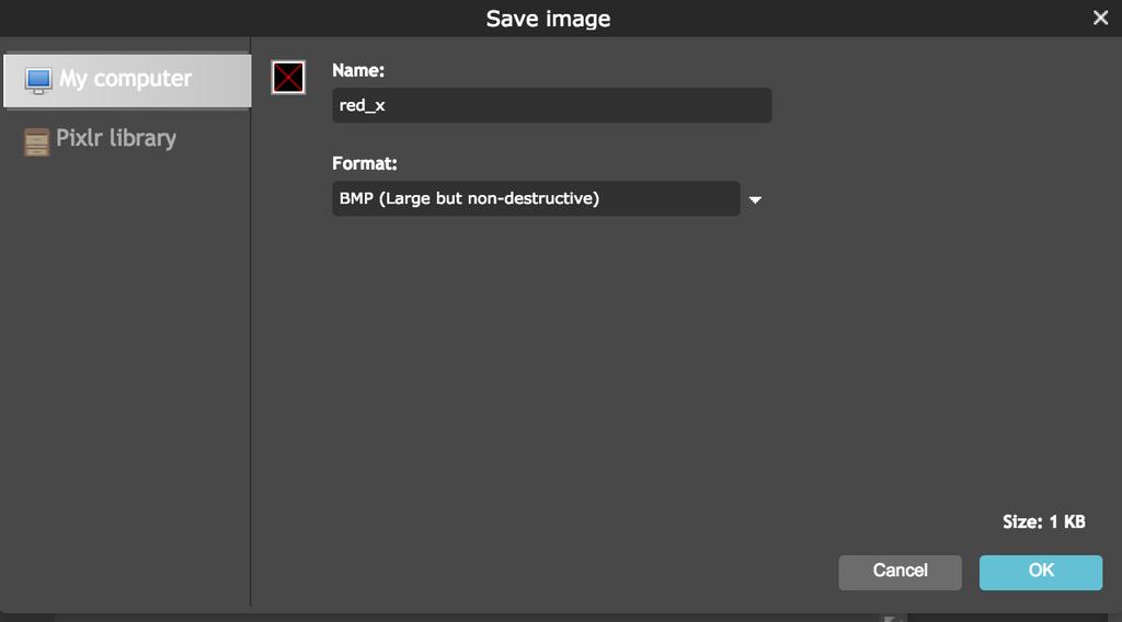**You want to make sure that you select "BMP (Large but non-destructive)" as your image Format. Click "OK" and it will prompt you with the option where to save.