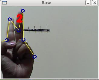 Input frame count 2 and background subtracted image Figure 4 shows the count two of raw hand image with the back ground subtracted image.