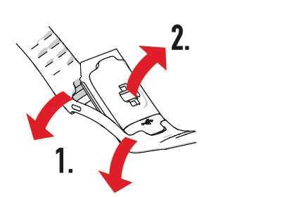2. Trageţi dispozitivul din brăţară. Pentru a fixa brăţara, parcurgeţi paşii în ordine inversă.