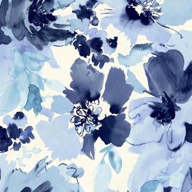 AQUARELLA White, sometimes matte and sometimes pearlescent, is the perfect backdrop for these watercolor make-believe blossoms, currently so on trend.