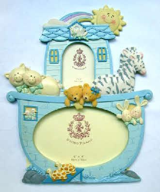 5 x 20cms NOAH S ARK RESIN PICTURE FRAMES Blue frame HFCNB Sons are a heritage