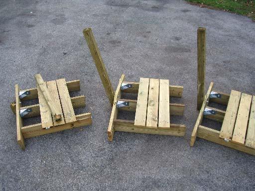 Diagram T-1 Test 1, DeckLok Bracket Results: 1A Timber failure of the 4x4 post at 700lbs 1B 1C Timber failure of