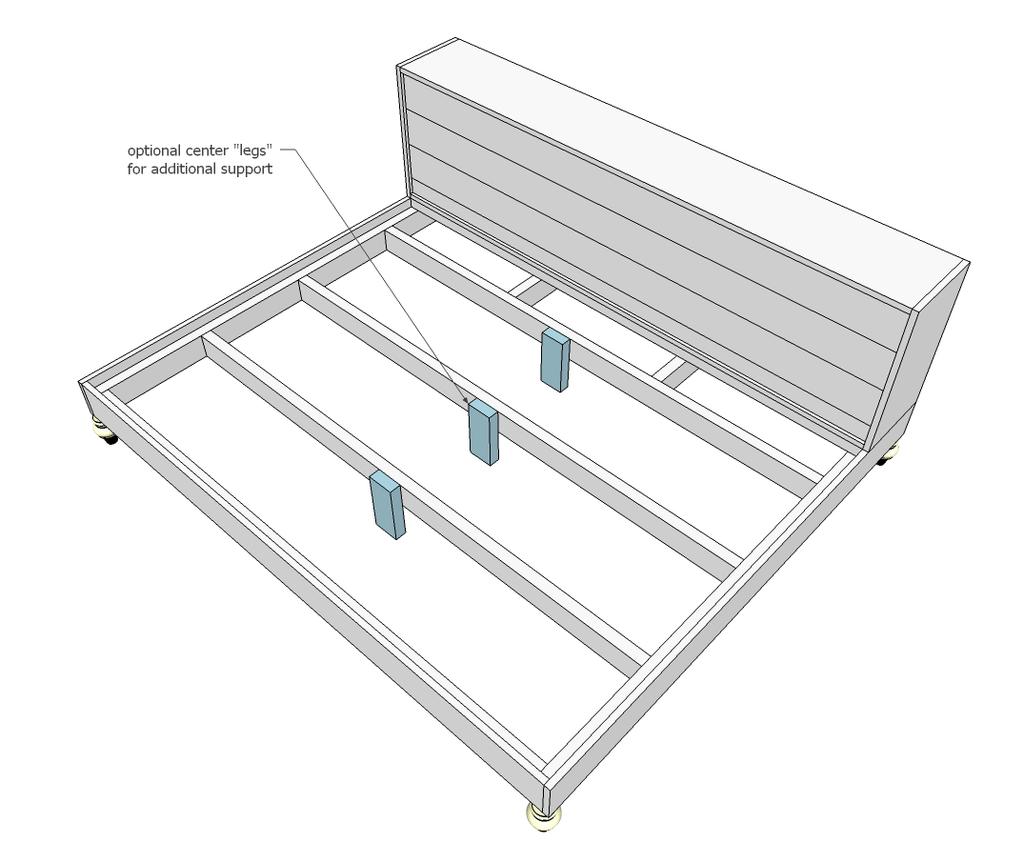 Page 14 of 15 Step 12: If additional support is desired, 2x4s center legs can be added.