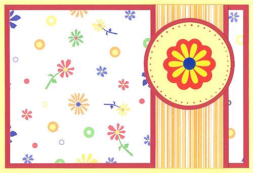 - 17 - For example, you could try rotating the design or even mirroring it, as I have done in this card: Materials Used: Yellow cardstock, red cardstock, Doodlebug Bright Wildflowers paper, Doodlebug