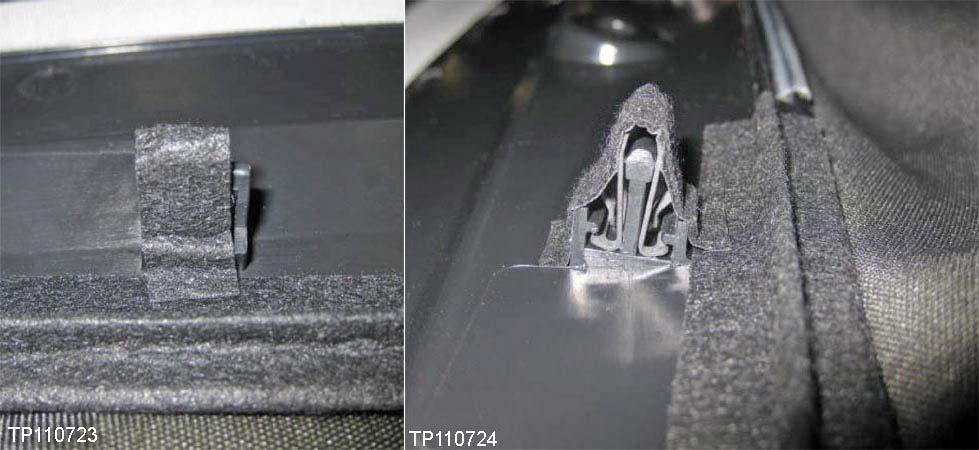 25. Remove any existing pieces of felt cloth from on and around the clips. Locator pin Clips Figure 23 26.