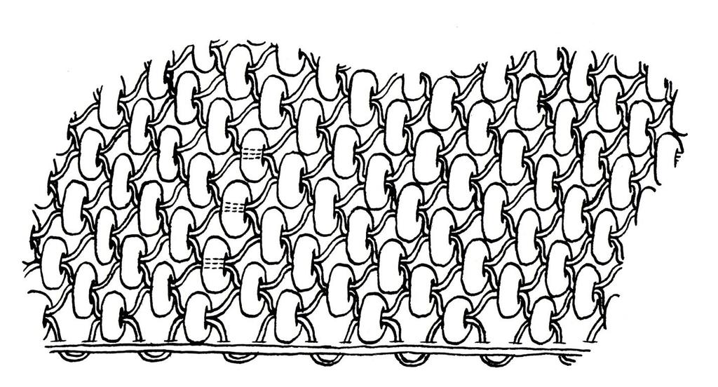 Peyote Stitch In the South, the Comanche and Kiowa tribes used netted stitches called the Peyote stitch. The Peyote stitch threads each bead to those at its diagonal corners.