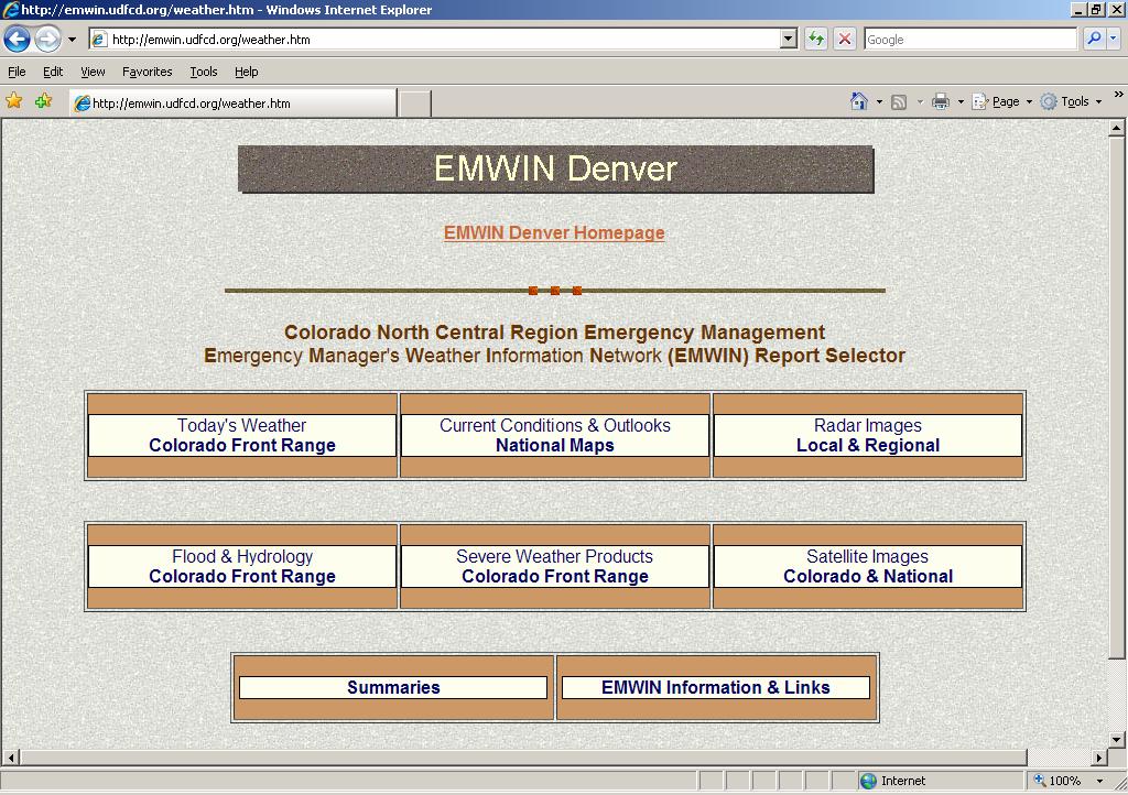 EMWIN Weather Web Page http://emwin.udfcd.