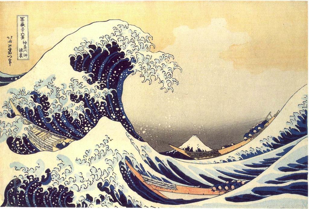 Art Masterpiece-The Great Wave at Kanagawa (from a Series of Thirty-Six Views of Mount Fuji) by Katsushika Hokusai Pronunciation: Cat-soo-she-kah Ho-koo-sigh Keywords: Contrast, focal point,