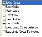 Example 2:Scanning a two-sided color document, one in B&W(Drop Blue Color:Threshold:10, Background: 79),