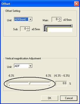 7.8 Adjust the magnification The the setting for the magnification is as follows. 1. Select [Device Setting] tab and click [Offset] button. >> The following panel appears. 7.1 Online setup 7.