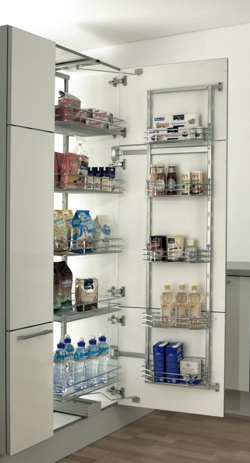 1200-1450mm high 1700-1950mm Tall Swing-out Pantry - Built in depth 480mm. Universal handing - Suitable for 500mm wide unit - 5no. internal and 5no.