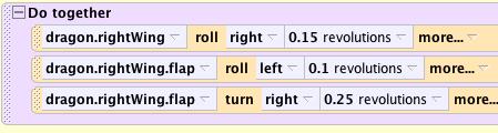 Drag in the flap roll method into the Do together, select leb, other.
