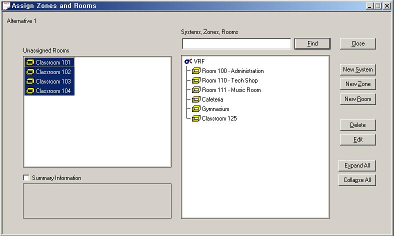 4. System ing Air cooled DVM S 8) Click "Assign Rooms to Systems" icon in Project Navigator window.