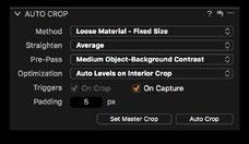 Apply Auto Crop on capture Capture One Cultural Heritage can crop automatically on Capture, potentially saving time and reducing unnecessarily repetitive actions. 1.