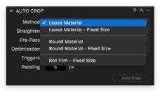 Auto Crop The Auto Crop tool enables automated cropping of images of flat materials, bound documents or roll film, either on capture or with an existing image.