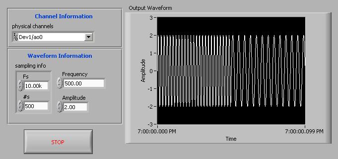 Lesson 7 Analog Output Exercise 7-6 Objective: Continuous Buffered Generation (Optional) To build a VI that continuously generates a waveform that simulates a siren.